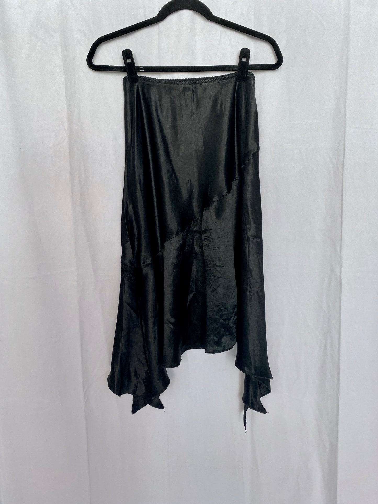 Vintage Satin Scarf Hem Skirt