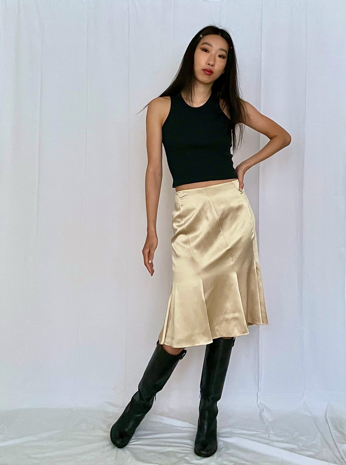 Vintage Silk Pleated Skirt