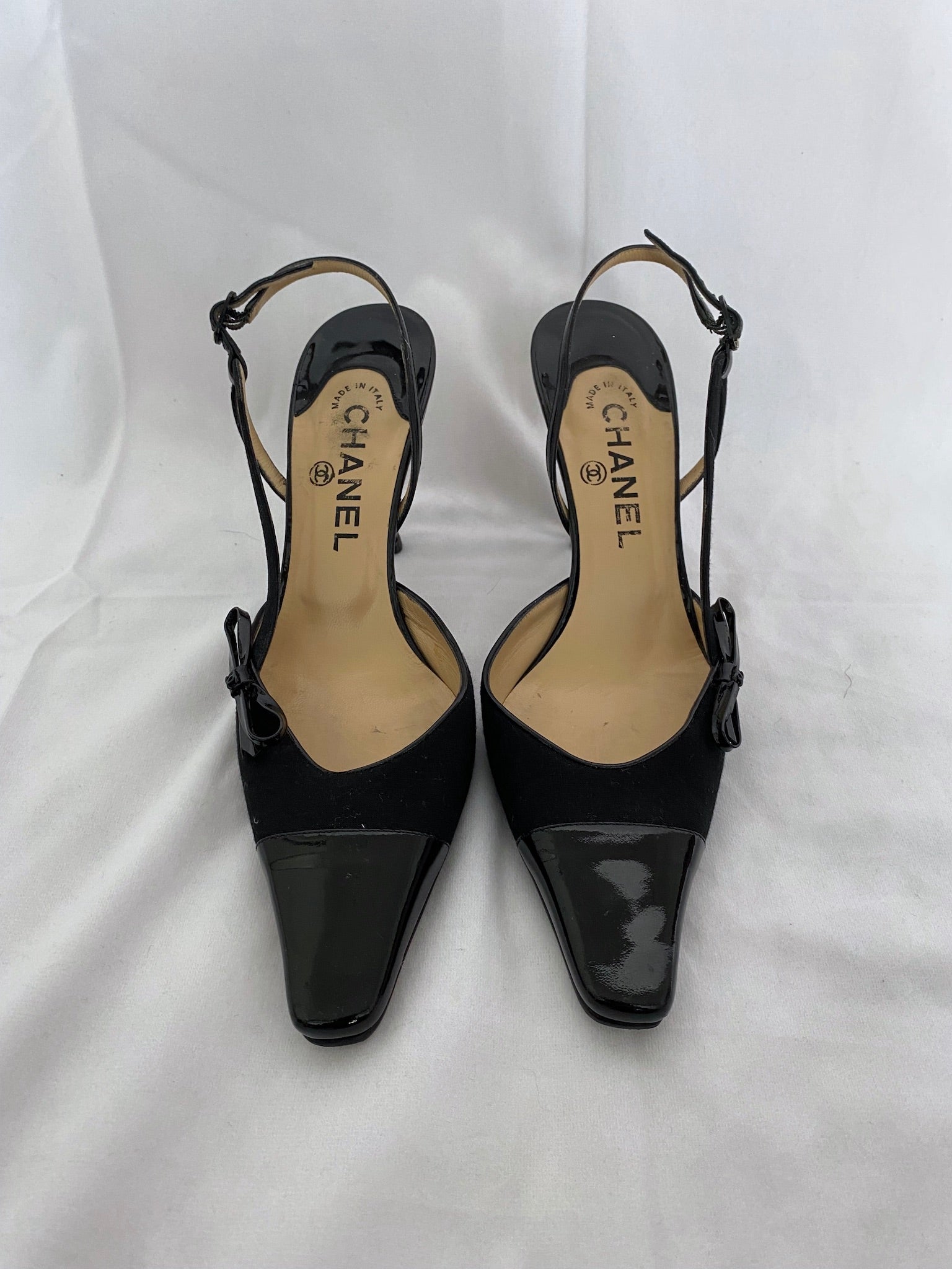 Vintage Chanel Leather Slingback Shoes Size 6