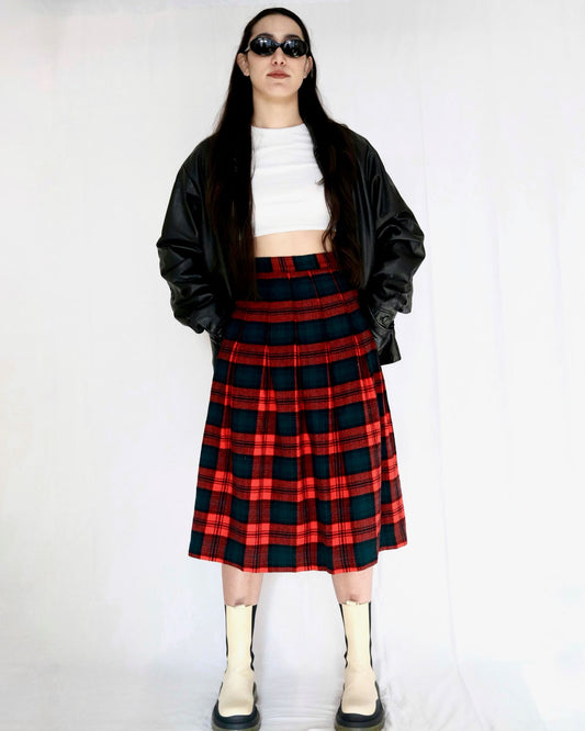 Vintage Tartan Midi Skirt